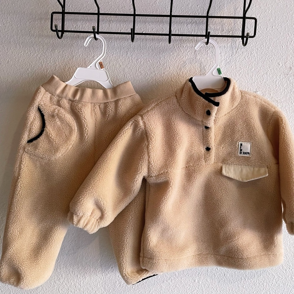 Zara Cozy Beige Fleece Baby Set